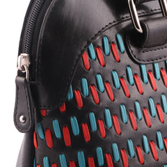 Multicoloured Shaded Woven Genuine Leather Women Handbag - WeMe