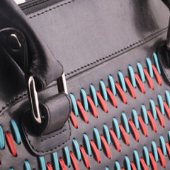 Multicoloured Shaded Woven Genuine Leather Women Handbag - WeMe